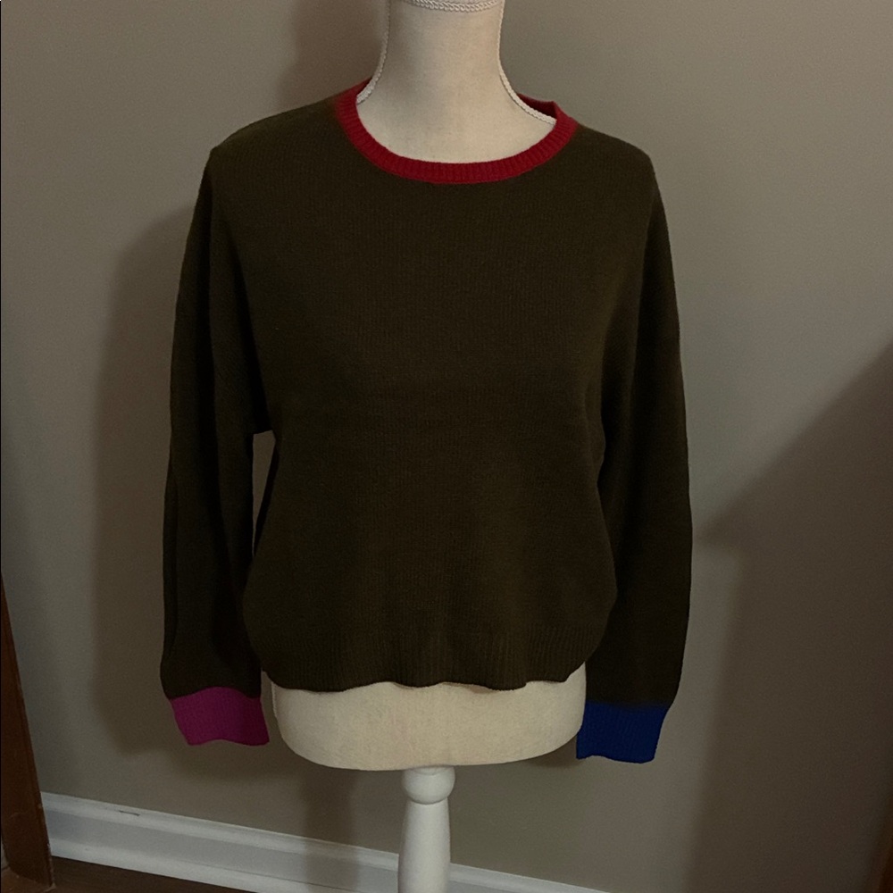 Acrobat Olive Sweater with Colorful Accents